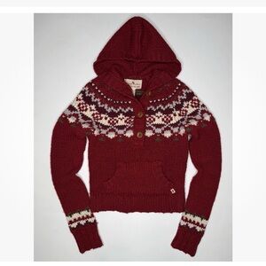 Abercrombie & Fitch Red Chunky Knit Hooded Sweater